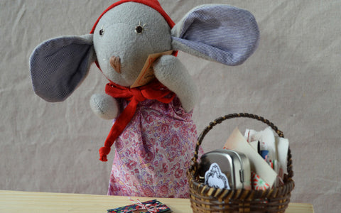 Catalina Mouse with homemade Valentine's envelopes