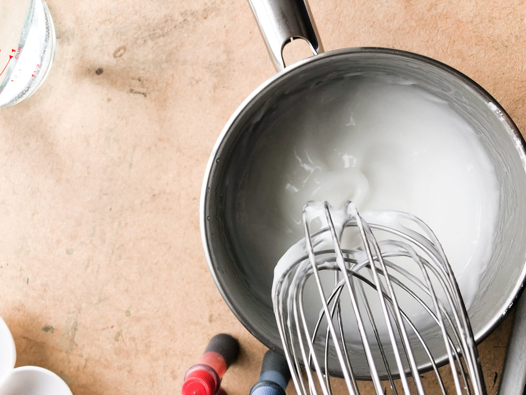 whisk boiling water into paste