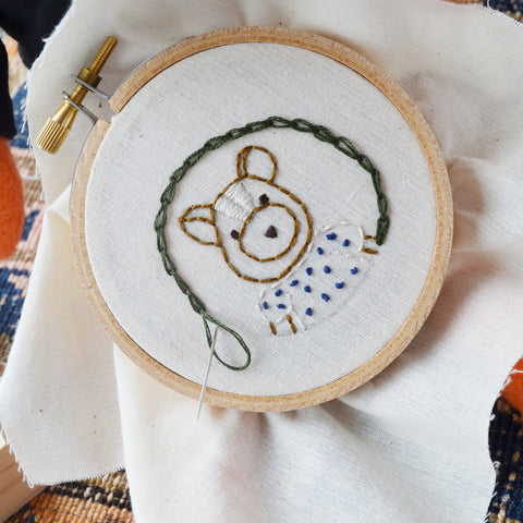 Stitching embroidered portrait pillow of Josie Chipmunk