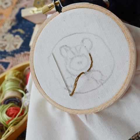 Stitching embroidered portrait pillow of Josie Chipmunk