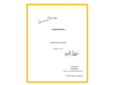 Spartacus Vintage Movie 1959 Signed Script, Laurence Olivier, Kirk Douglas