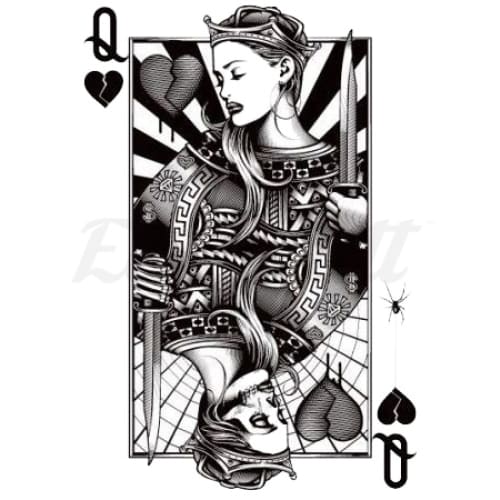 queen of hearts tattoo drawing