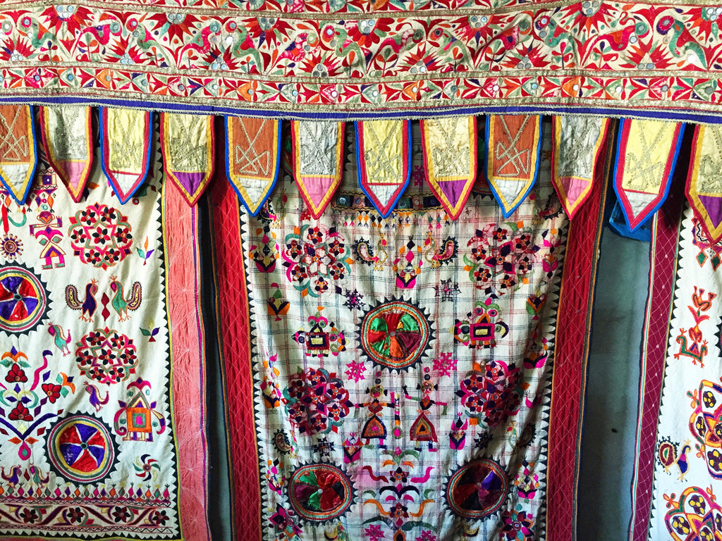 india embroidery door hanging - pallu design