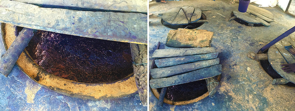 indigo dye vats underground - pallu design