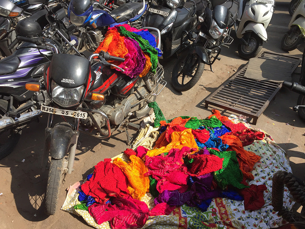 Motorbike fabric stall - Pallu Design blog
