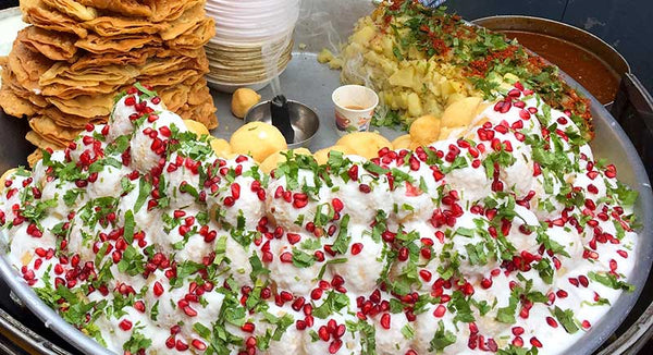 A display of Indian food.