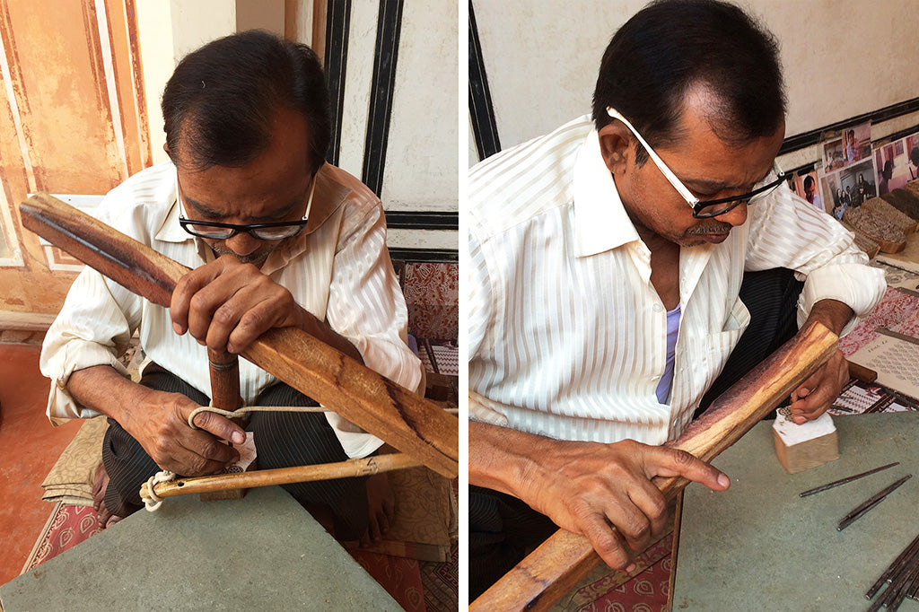 block printing - using ancient tools - jaipur - pallu design