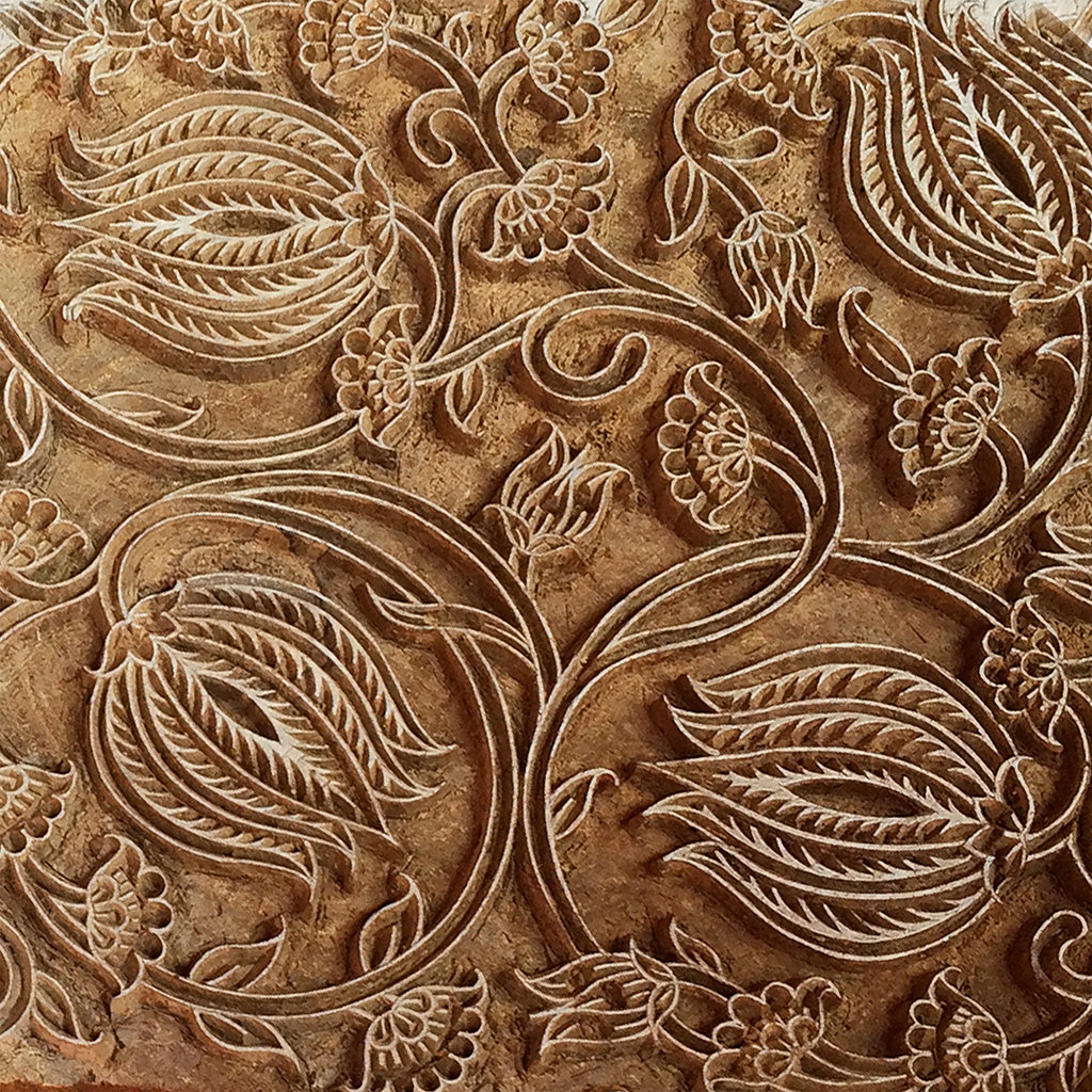 block printing - carved flower - detail - pallu design