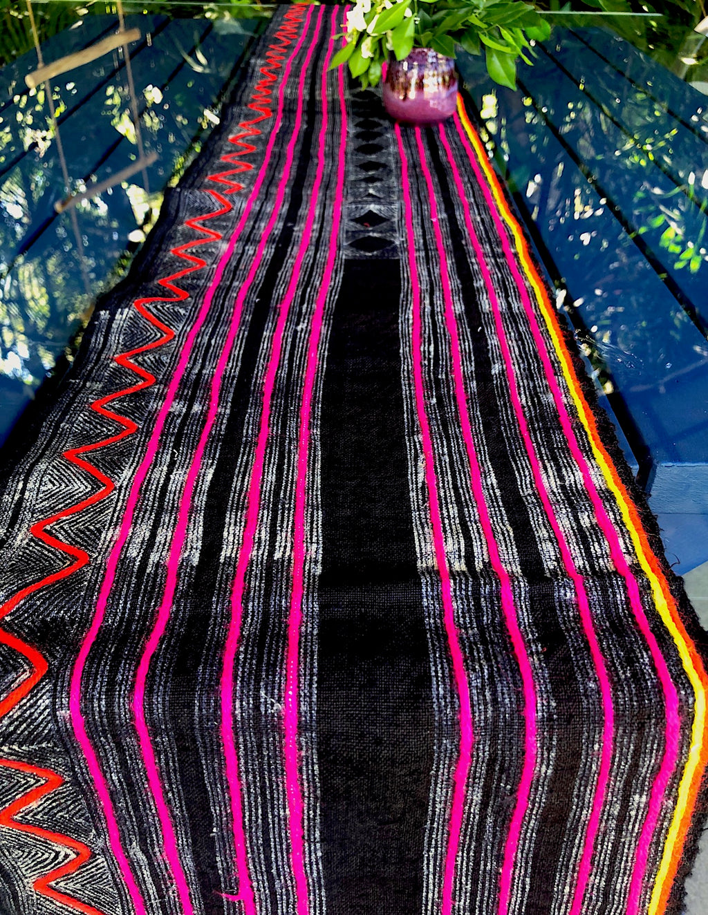 table runner 2.65 Meters long Vintage  Hmong Hemp hand dyed vintage hemp vintage hemp textile S47 indigo batik fabric Sale!! old hemp
