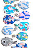 Blue and Peach Ink Drop Earrings