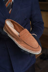 Castaner Nacho Penny Suede Espadrille Loafers- Camel