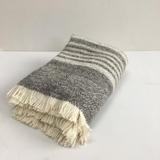 cream and grey striped natural wool blanket