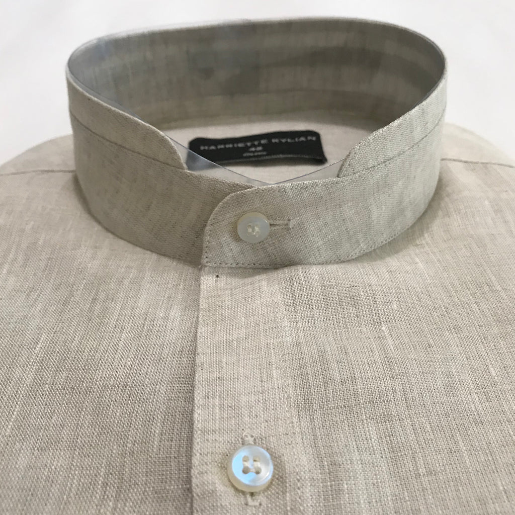 The Mandarin Classic Fit 100% Linen Natural Shirt
