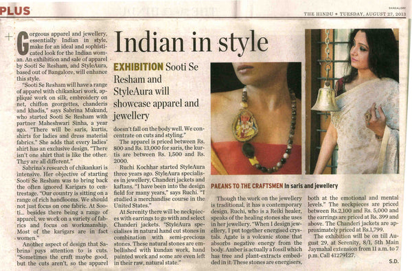 StyleAura Coverage The Hindu 27 Aug 2013