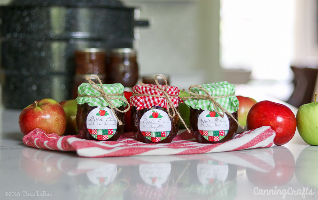 Apple Pie Jam Jars with cute canning labels 