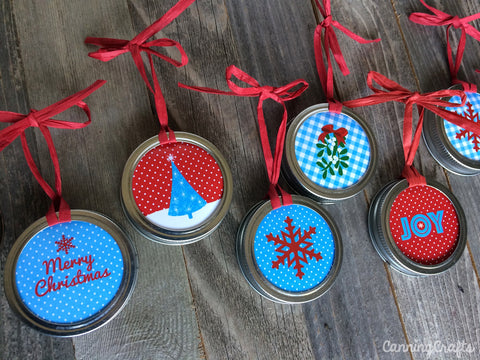 Mason Jar Ring Christmas Ornaments Printables | CanningCrafts.com