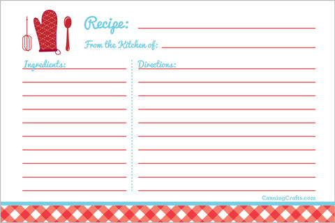 Free recipe card template