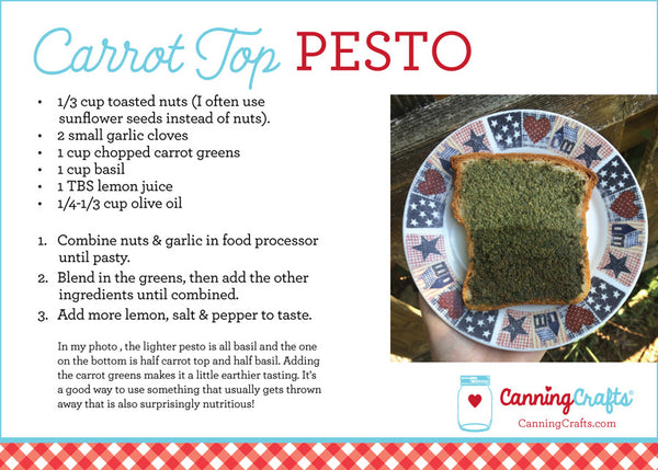 Carrot Top Pesto Recipe Card | CanningCrafts.com