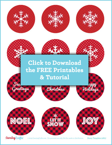 Christmas Mason Jar Lid Wreath Tutorial with Free Printables | CanningCrafts.com