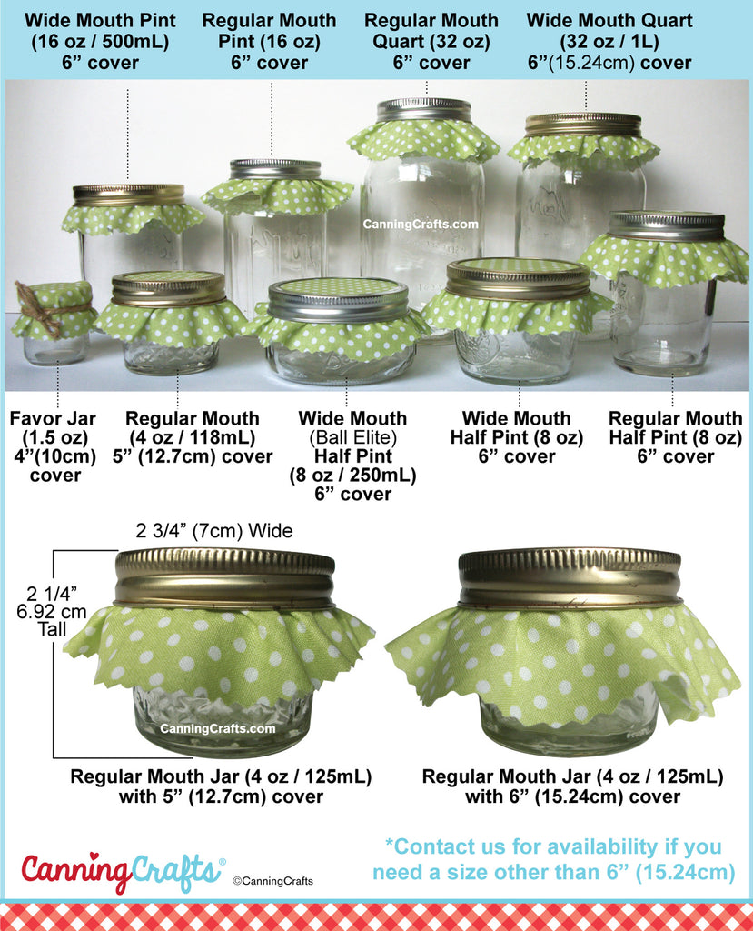 Canning Jam Jar Cloth Covers Size Charts | CanningCrafts.com