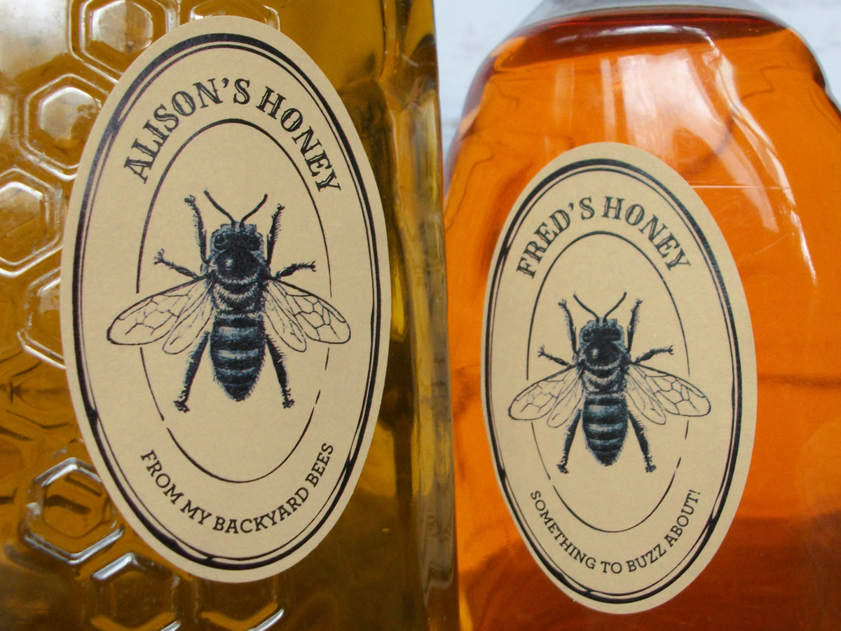 Custom Kraft Seal Large Oval Honey Labels for backyard ...
