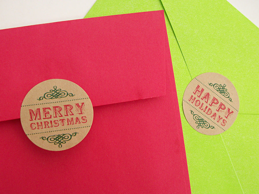 kraft christmas labels vintage