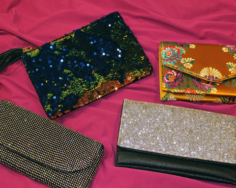 Glitzy bags with sequins, satin, and rhinestones!