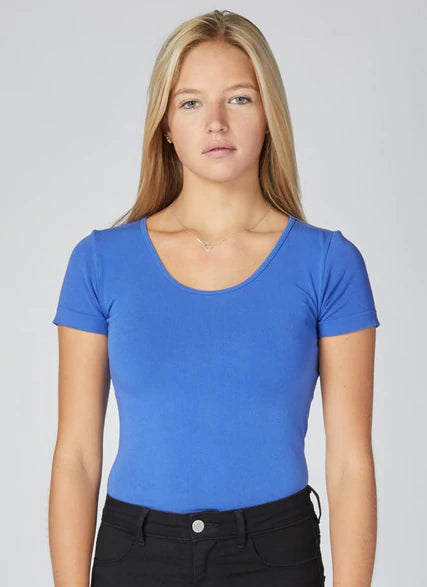 Bamboo Scoop Neck Tee: Dazzle Blue