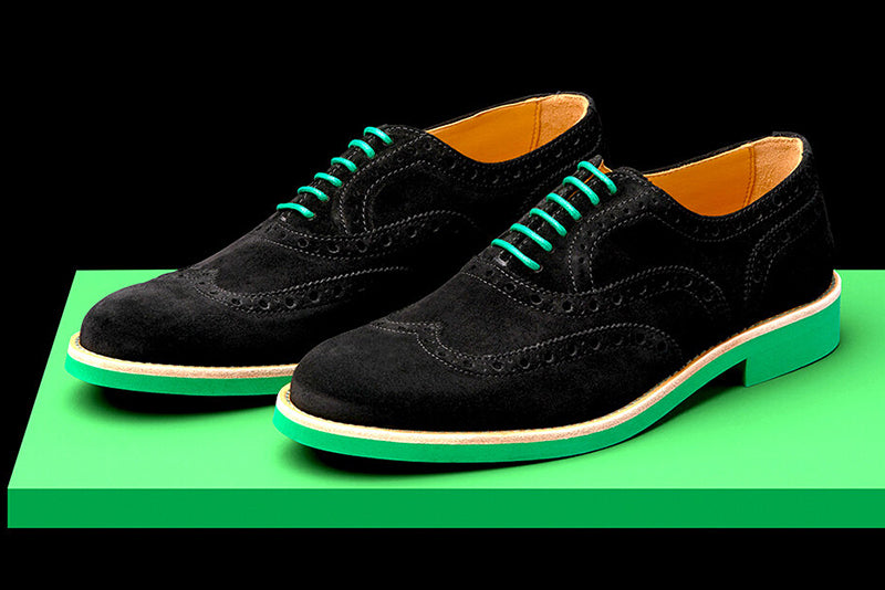 Green Suede Wingtip Dress Shoes 