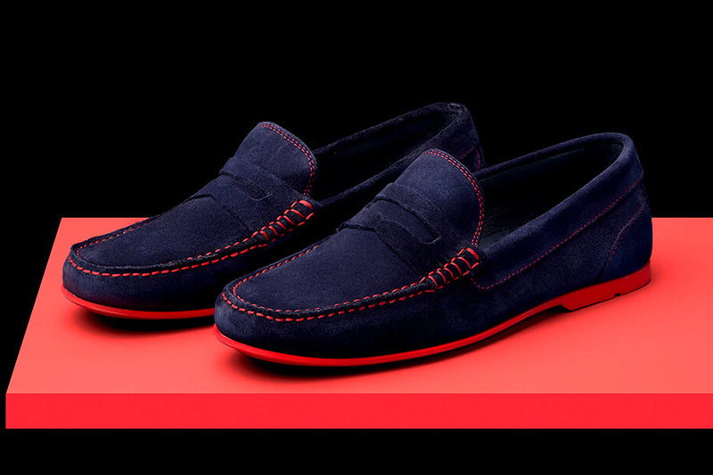 Navy Blue & Suede Driving Loafers | Soxy – Soxy.com