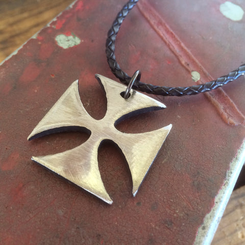 iron cross necklace crafted by metal artist Jon WATTO Watson