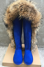 blue fur boots