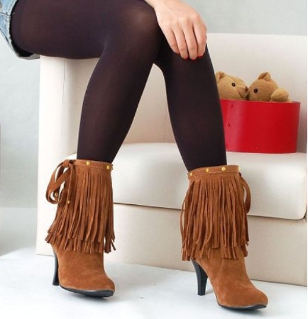 Fringe Embellished High Heel Boots – Essish