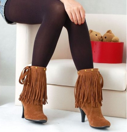 fringe high heels