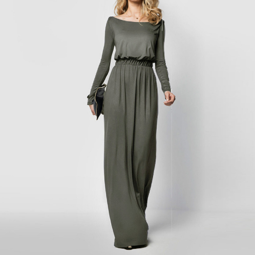 solid long sleeve maxi dress