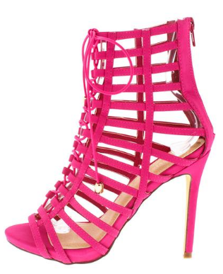 fuchsia lace up heels