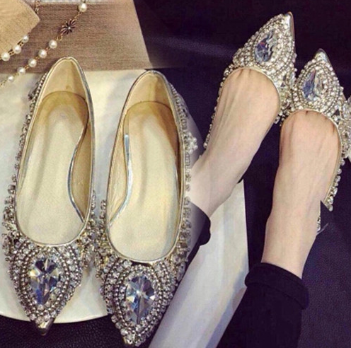silver flat shoes ladies