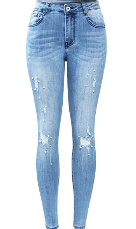 womens blue skinny ripped jeans