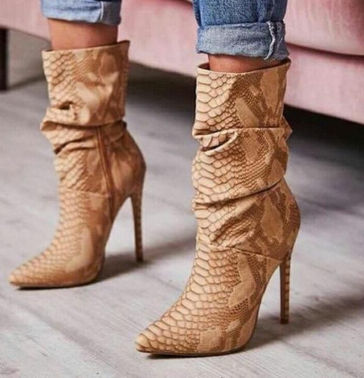 pointed toe snakeskin booties