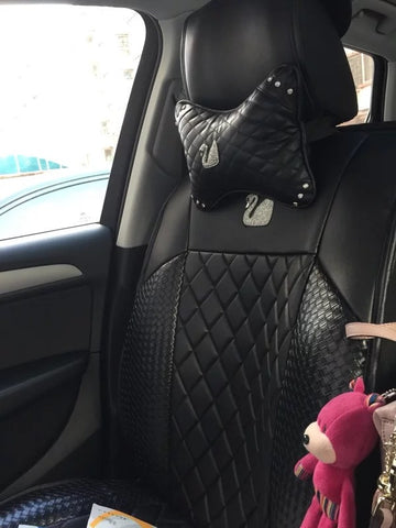 Black Leather Car Seat cover with Bling Swan
