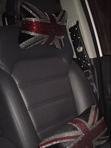 Bling Union Jack Headrest Pillow for Cars