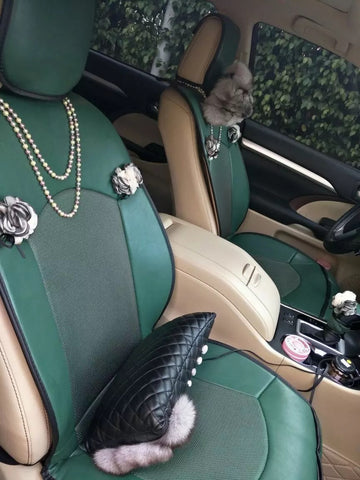 Emerald Car seat covers with Pearl and Flowers
