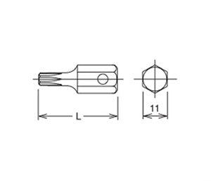 Koken USA 3/8in Sq. Dr. Bit for Inhex Screws Bit (P/N 107-11 A-5/16)