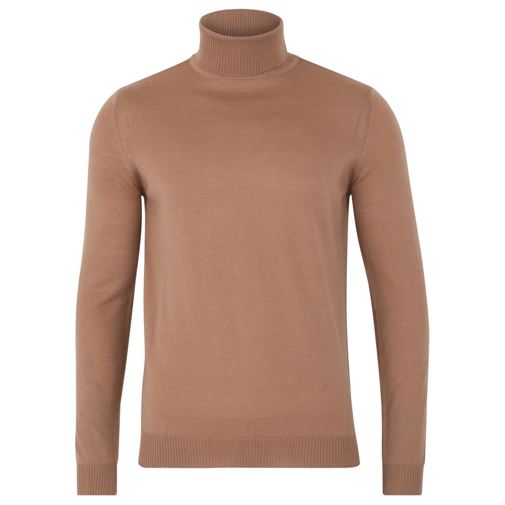 camel roll neck jumper mens