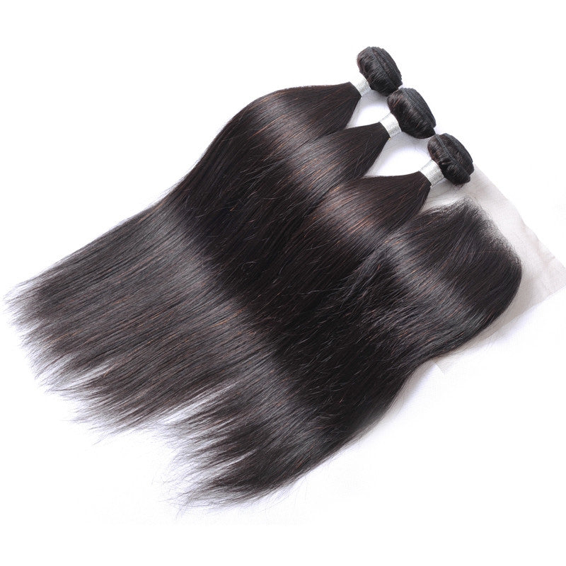 Luxury Straight Bundles with a Lace Closure (14