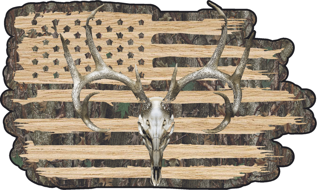 Whitetail Deer Buck Skull American Flag Decals – Firehouse Graphics