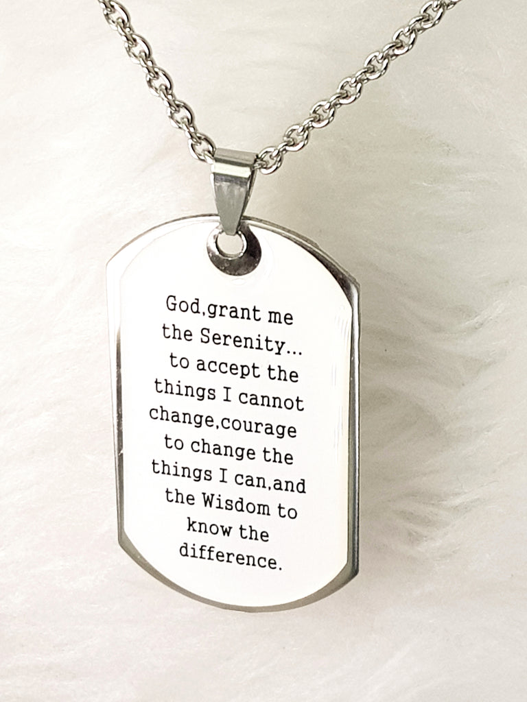 serenity prayer dog tag necklace