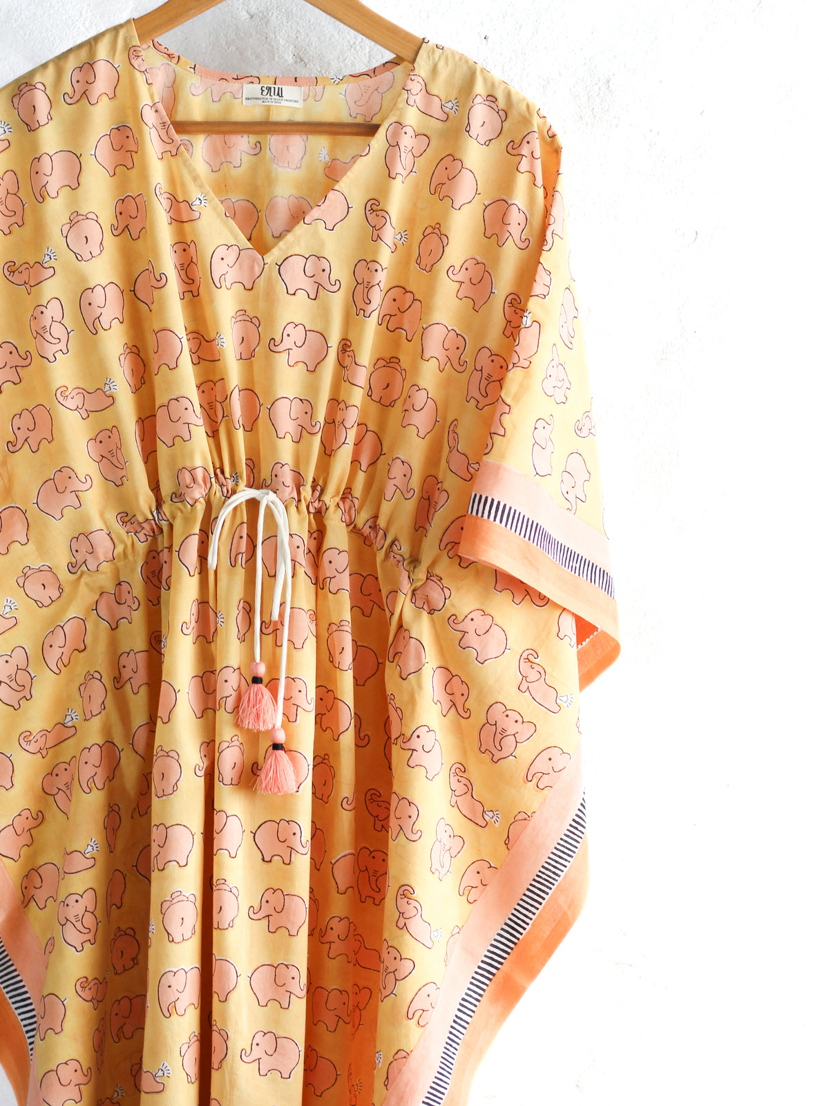 Kaftan- Elephants in Orange Yellow