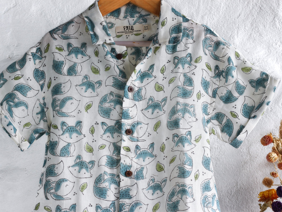 KIDS MUSLIN SHIRT & SHORT SET FRIENDLY FOX