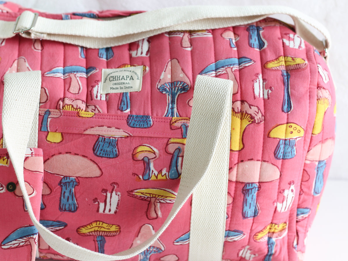 Pink Mushroom Duffle Bag